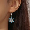 The new autumn and winter cross-border snowflake white gold, ethereal five-pointed star, European and American fashion two-tone diamond-encrusted blue earrings are versatile The new autumn and winter cross-border snowflake white gold, ethereal five-pointed star, European and American fashion two-tone diamond-encrusted blue earrings are versatile