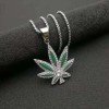 Personalized punk hip-hop accessory necklace, oil painting, diamond setting, alloy, large maple leaf pendant, pendant, accessory material Personalized punk hip-hop accessory necklace, oil painting, diamond setting, alloy, large maple leaf pendant, pendant, accessory material