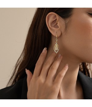 High-end geometric diamond-shaped cat's eye stone earrings  bestseller, light luxury, niche style, trendy and simple earrings cross-border