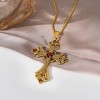 Golden medieval subculture cross rhinestone necklace, Millennium sweet and cool style long clavicle chain, hot girl Golden medieval subculture cross rhinestone necklace, Millennium sweet and cool style long clavicle chain, hot girl