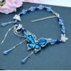 New water drop butterfly collarbone chain, deep blue niche retro butterfly crystal elegant necklace, high-end necklaces for women New water drop butterfly collarbone chain, deep blue niche retro butterfly crystal elegant necklace, high-end necklaces for women