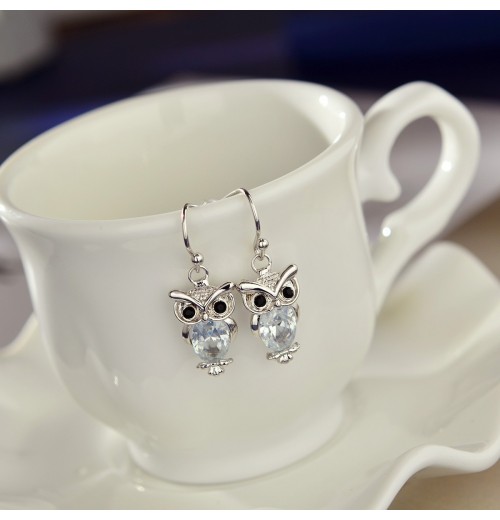 Cross-border rose gold zircon stud earrings, women's versatile and fresh, European and American owl earrings factory direct sales Cross-border rose gold zircon stud earrings, women's versatile and fresh, European and American owl earrings factory direct sales