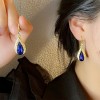 Light luxury, elegant, retro sparkling diamond blue crystal drop earrings, Hong Kong-style gentle new ear hooks, elegant earrings for women Light luxury, elegant, retro sparkling diamond blue crystal drop earrings, Hong Kong-style gentle new ear hooks, elegant earrings for women