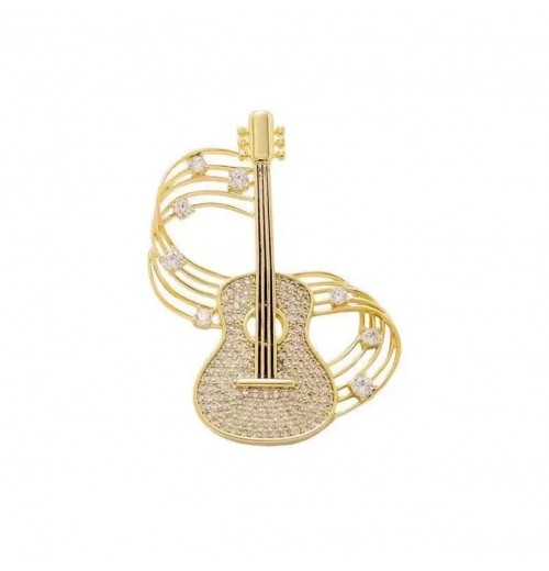 Design sense, individuality, niche musical note guitar brooch, high-end and elegant clothing pin, new suit accessory Design sense, individuality, niche musical note guitar brooch, high-end and elegant clothing pin, new suit accessory