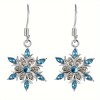 The new autumn and winter cross-border snowflake white gold, ethereal five-pointed star, European and American fashion two-tone diamond-encrusted blue earrings are versatile The new autumn and winter cross-border snowflake white gold, ethereal five-pointed star, European and American fashion two-tone diamond-encrusted blue earrings are versatile