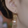 Champagne-colored pearl earrings, high-end and fashionable earrings and pendants, design new diamond ball pearl earrings Champagne-colored pearl earrings, high-end and fashionable earrings and pendants, design new diamond ball pearl earrings