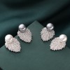 Grey pearl earrings, stud earrings, women's niche high-end style, light luxury, earrings, French design, diamond-encrusted trendy earrings Grey pearl earrings, stud earrings, women's niche high-end style, light luxury, earrings, French design, diamond-encrusted trendy earrings