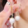 New trendy and retro red pearl earring style best-selling high-end and elegant niche earrings, round face slimming earrings for women New trendy and retro red pearl earring style best-selling high-end and elegant niche earrings, round face slimming earrings for women