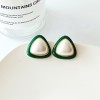 S925 silver needle geometric triangular pearl stud earrings, a niche design for women with an elegant and trendy style, are French retro earrings S925 silver needle geometric triangular pearl stud earrings, a niche design for women with an elegant and trendy style, are French retro earrings