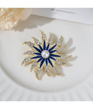  Pearl Sunflower High-end brooch for women, exquisite design, coat, brooch pin, niche and elegant accessory