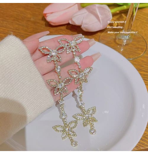 The new 925 silver needle wedding photo long tassel earrings for women who are  diamond earrings exude a sense of elegance and sophistication