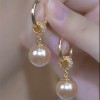 Champagne-colored pearl earrings, high-end and fashionable earrings and pendants, design new diamond ball pearl earrings Champagne-colored pearl earrings, high-end and fashionable earrings and pendants, design new diamond ball pearl earrings