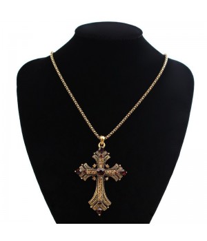  new retro diamond-encrusted necklace, water diamond long cross necklace, sweater chain, punk necklace, punk item