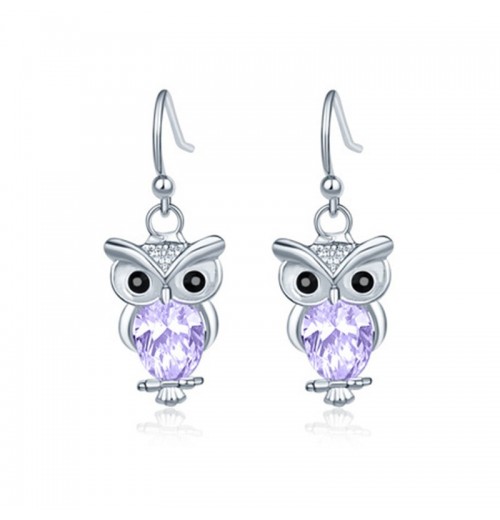 Cross-border rose gold zircon stud earrings, women's versatile and fresh, European and American owl earrings factory direct sales Cross-border rose gold zircon stud earrings, women's versatile and fresh, European and American owl earrings factory direct sales