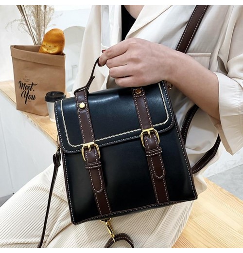 Leather Double Buckle Backpack Leather Double Buckle Backpack