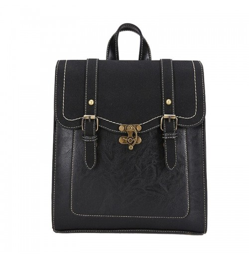 Double Buckle Leather Backpack Double Buckle Leather Backpack